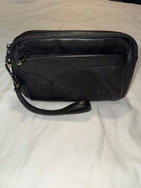 Pi Uncle Black Leather Unisex Wristlet Bag BNNT